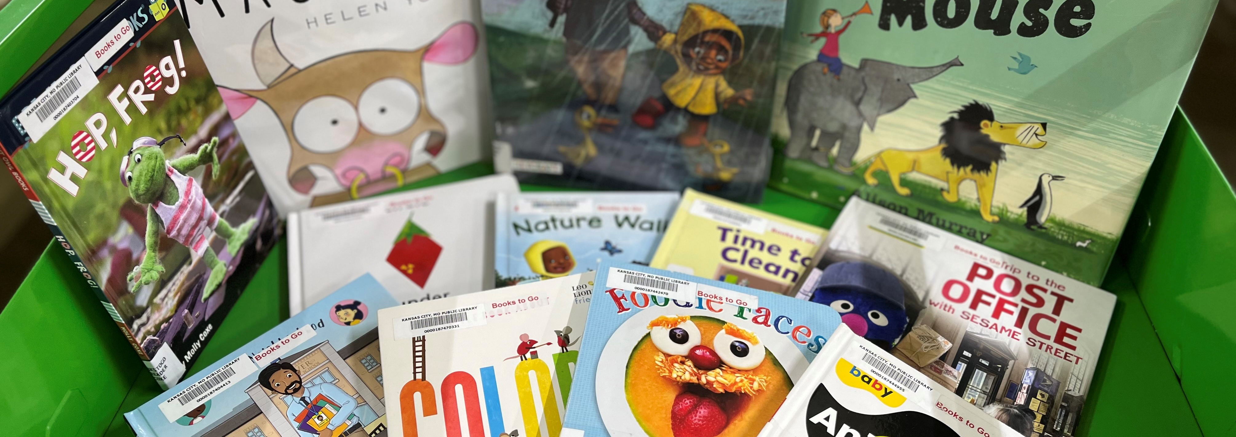 picture books on table display