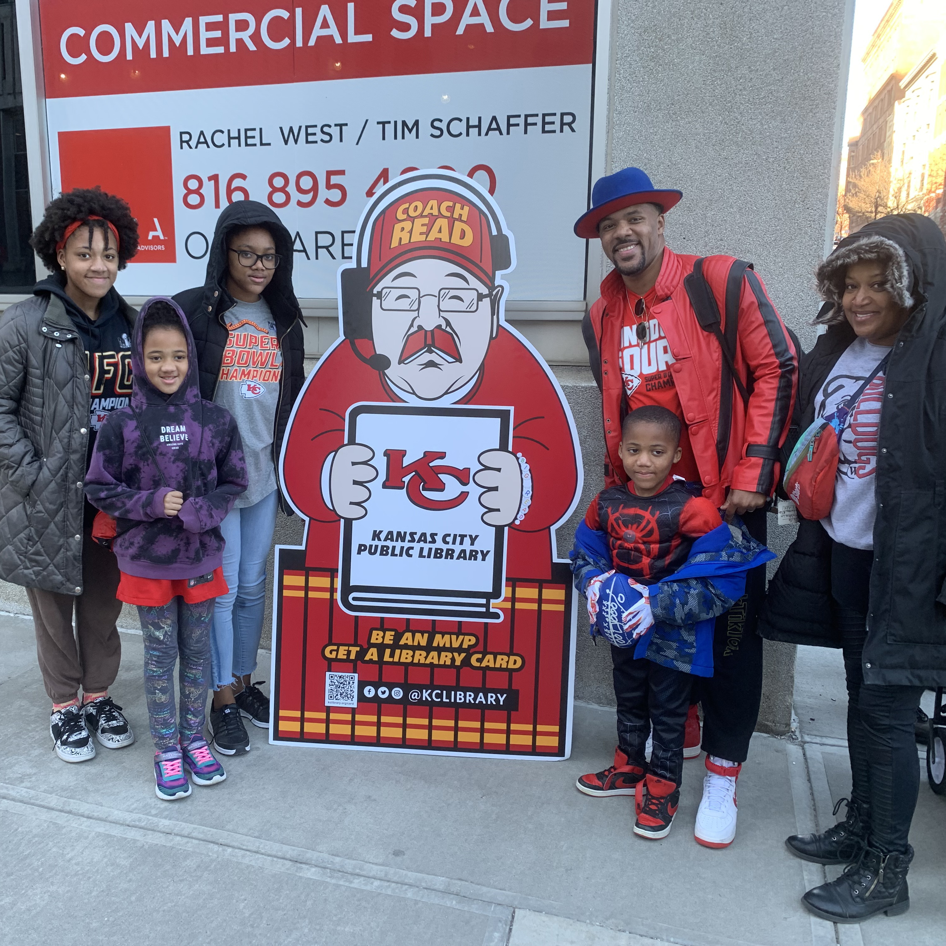 family of 6 by cardboard cutout