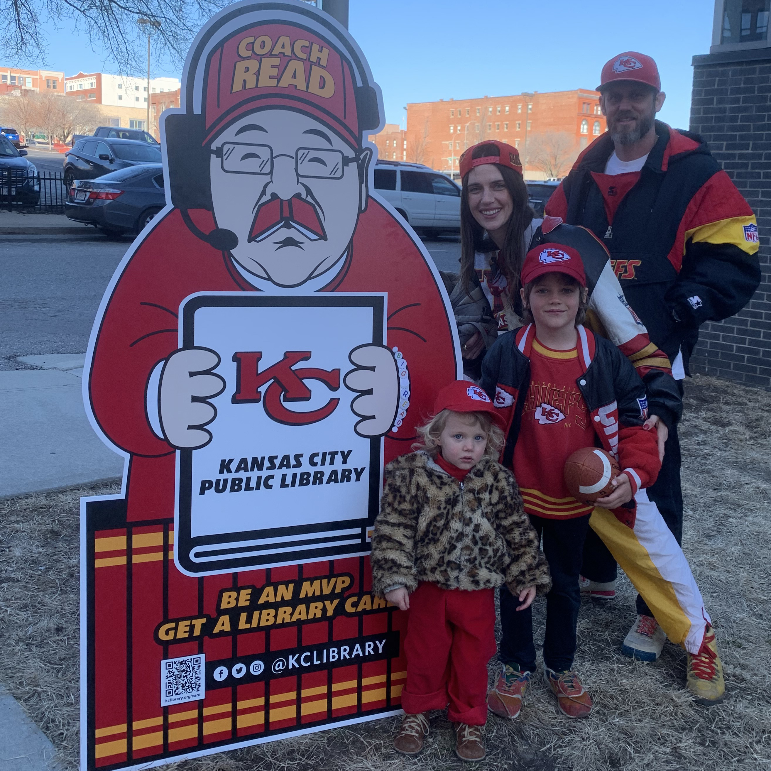 family of 4 by cardboard cutout