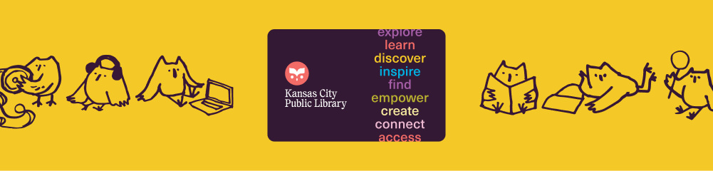 library card surrounded by illustrations of owls