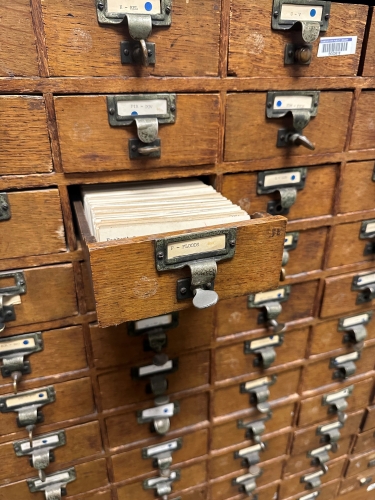 Card catalogue in the Missouri Valley Special Collections. 