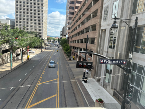Petticoat Lane from the vantage point of a pedestrian walkway.