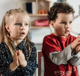 four children in a line