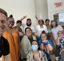 Brandon and writing students 