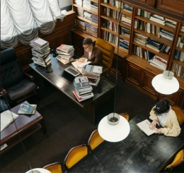 interior of library from above