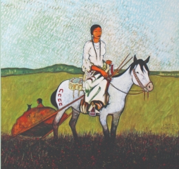 painting of woman on horse