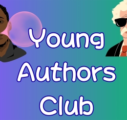 illustrations of famous 4 authors doing modern things