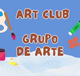 illustration of art supplies and bear roasting marshmallow