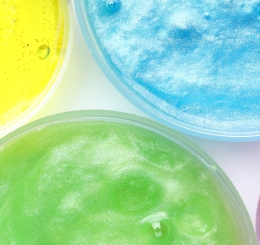 colorful containers of slime