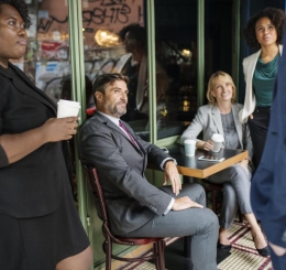 group of people with coffees
