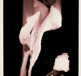 Portrait of Nan Halperin in White Trimmed Coat