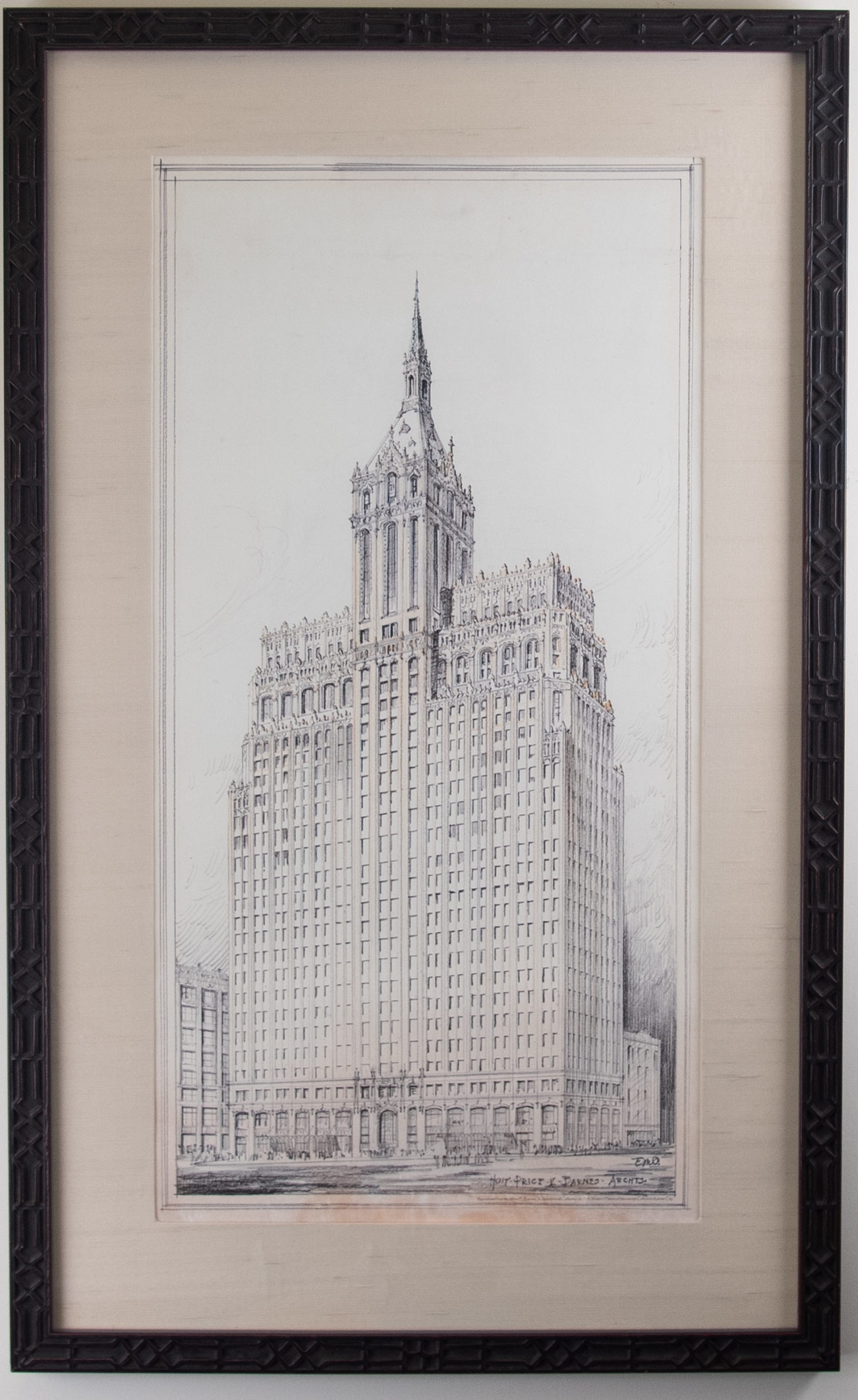 Architectural Drawing of a Gothic Skyscraper