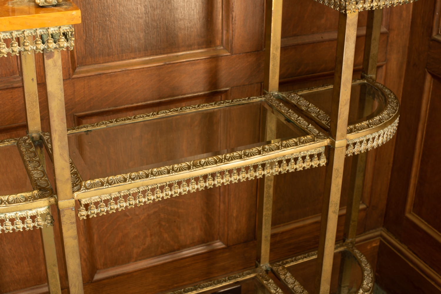 Etagere, glass shelf detail