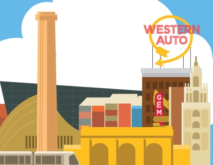 Illustration of Kansas City landmarks