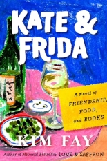 A painting of a pink table with a wine bottle, a salad, and a wine glass.