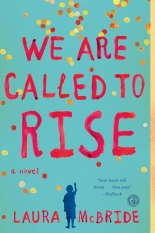 With a teal background, a silhouette of a child at the bottom with the title in red pain and gold glitter