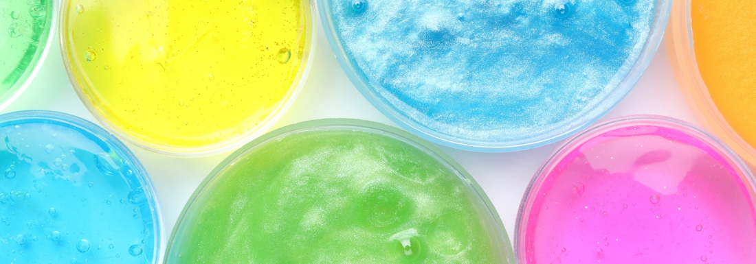 colorful containers of slime
