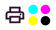 printer and four colored dots
