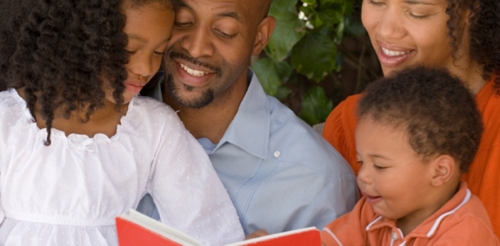 family reading book