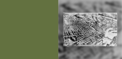 black and white aerial photograph of farmland