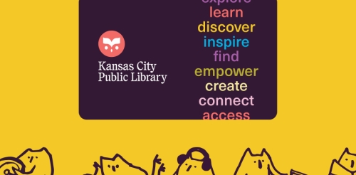 library card over illustrations of owls