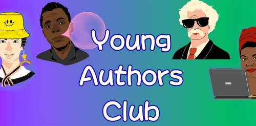 illustrations of famous 4 authors doing modern things