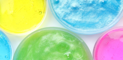 colorful containers of slime