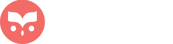KCPL logo - horizontal, salmon and white on a plum background